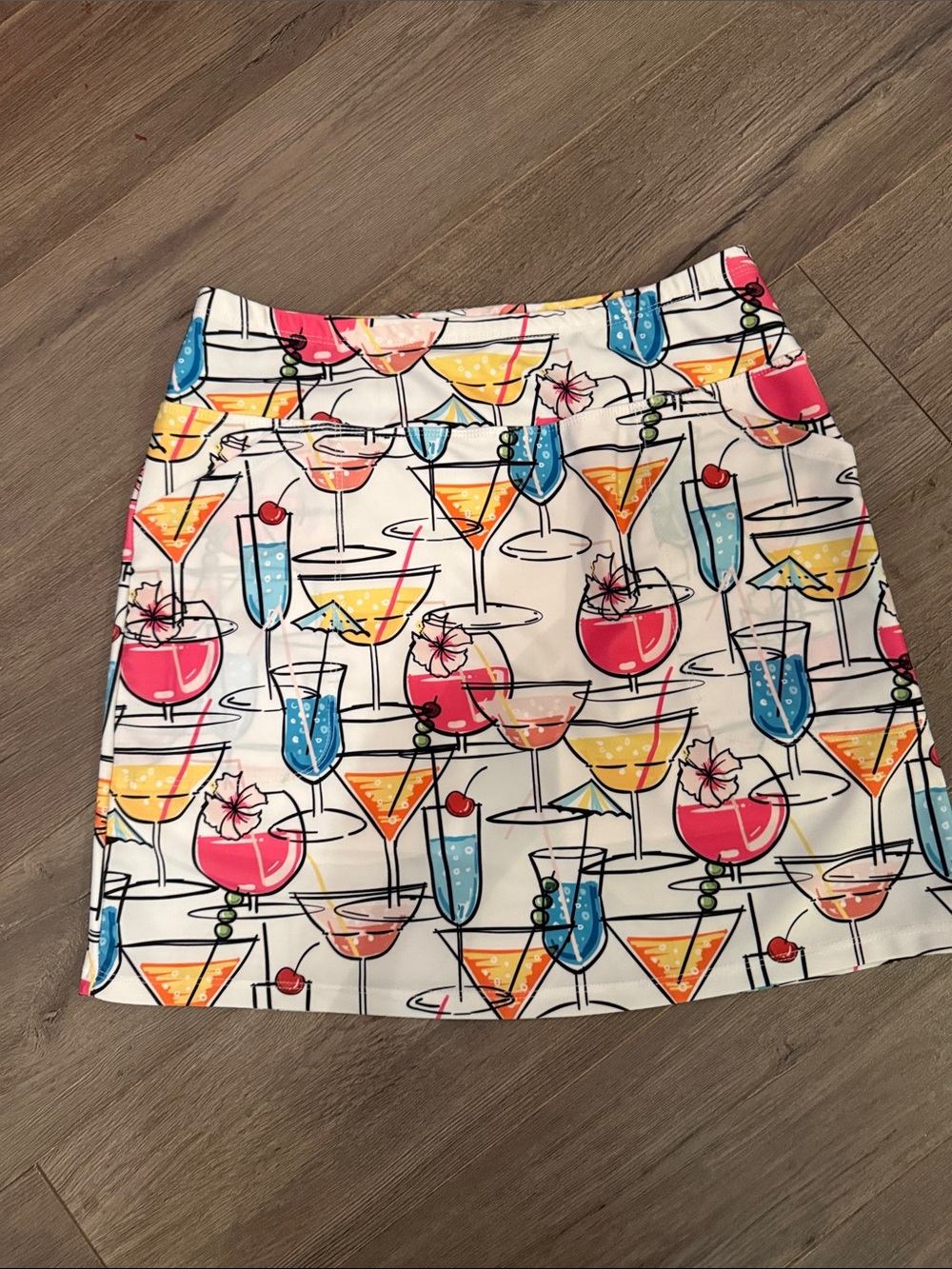 Skinz White Tropical Cocktail Print Skirt